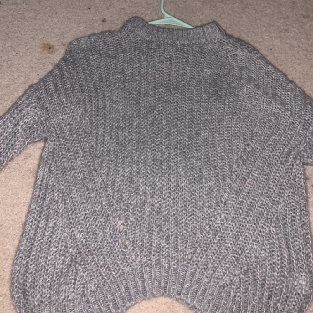 american eagle gray cable knit mock neck sweater